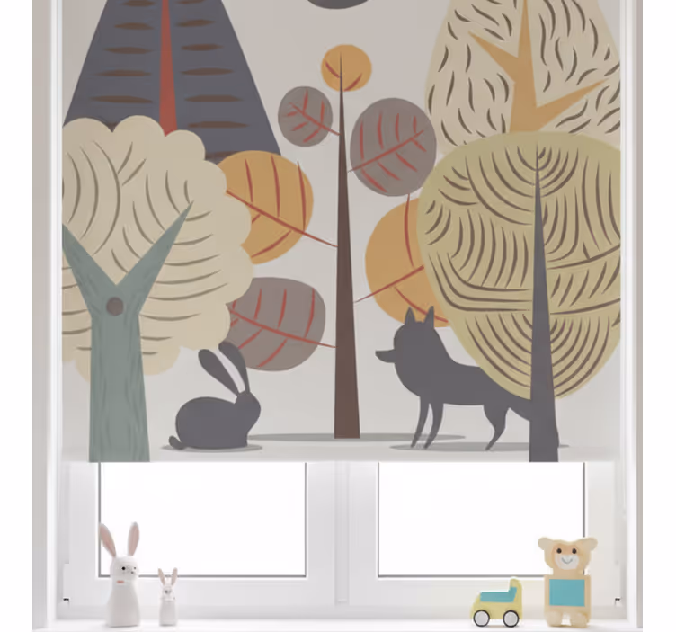 Store enrouleur chambre enfant forêt heureuse pastel - TenStickers