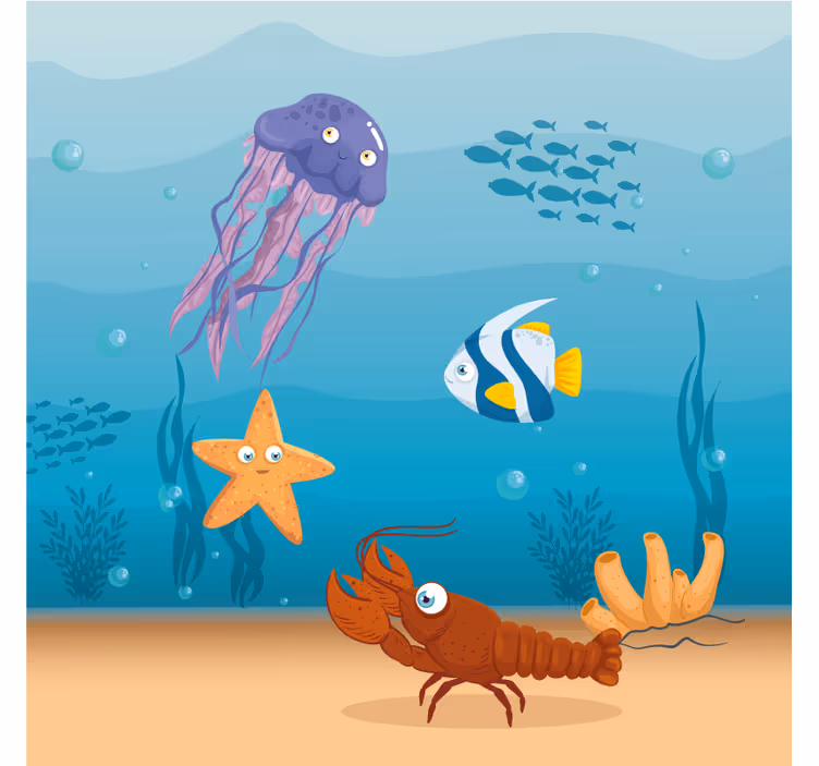 Store enrouleur chambre enfant monde marin cartoon - TenStickers