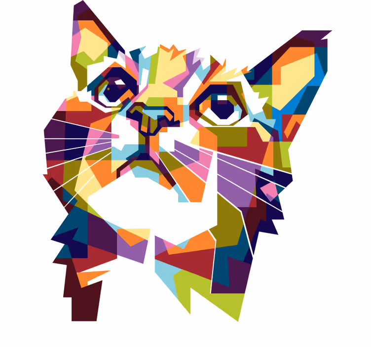 Store enrouleur chambre ado chat coloré éclaboussures - TenStickers
