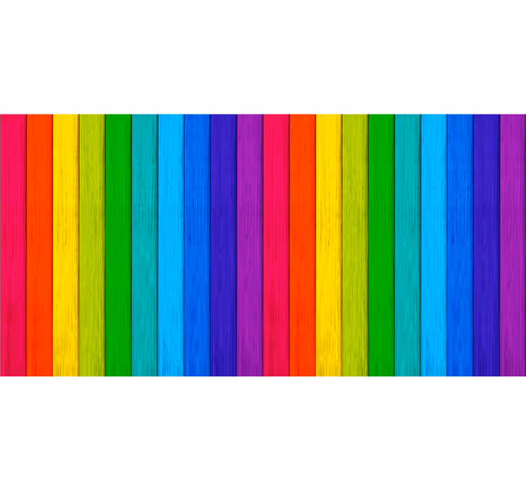 Store enrouleur chambre ado fond bois arc-en-ciel réaliste - TenStickers