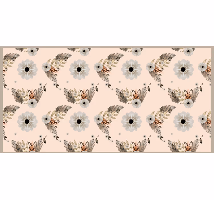 Store enrouleur beige motif fleurs pastel rose et noir - TenStickers