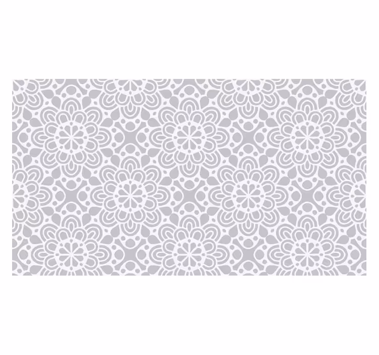 Store enrouleur blanc tapis vinyle motifs fleuris gris - TenStickers