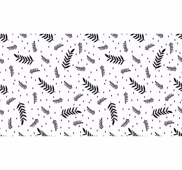 Store enrouleur blanc feuilles noires et blanches - TenStickers