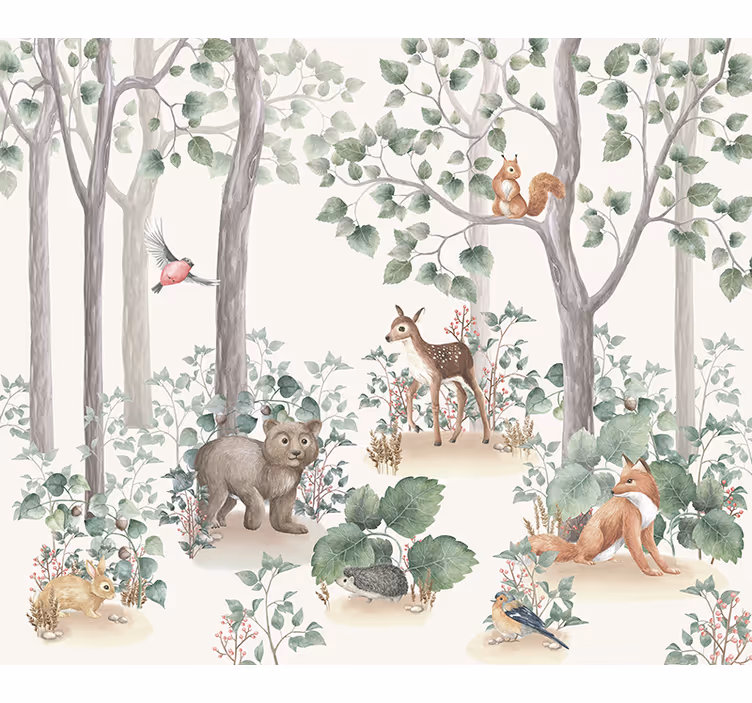 Store enrouleur chambre bébé animaux dans les bois - TenStickers