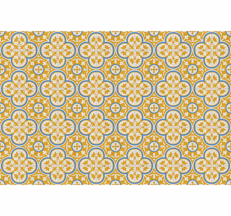 Store enrouleur vintage carreau hydraulique jaune - TenStickers