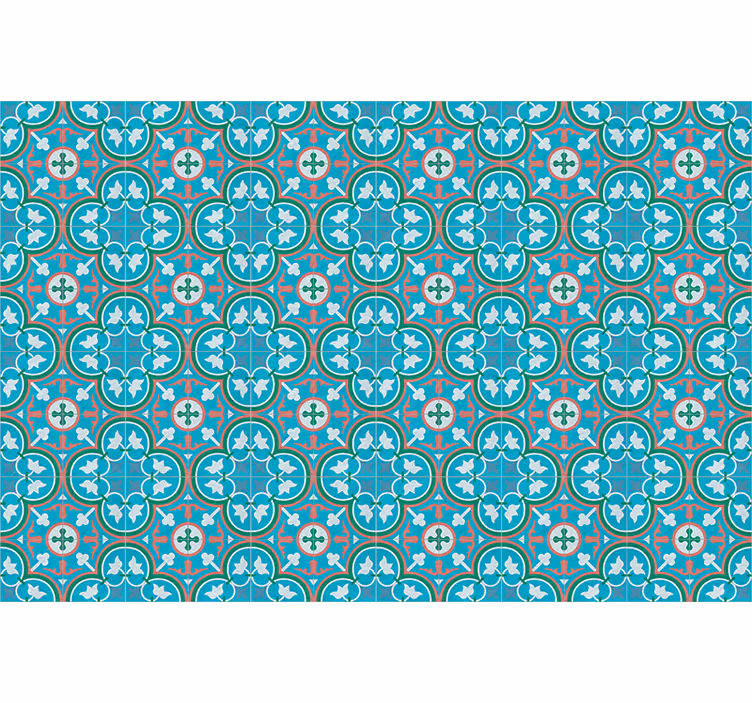 Store enrouleur vintage carreau hydraulique bleu - TenStickers