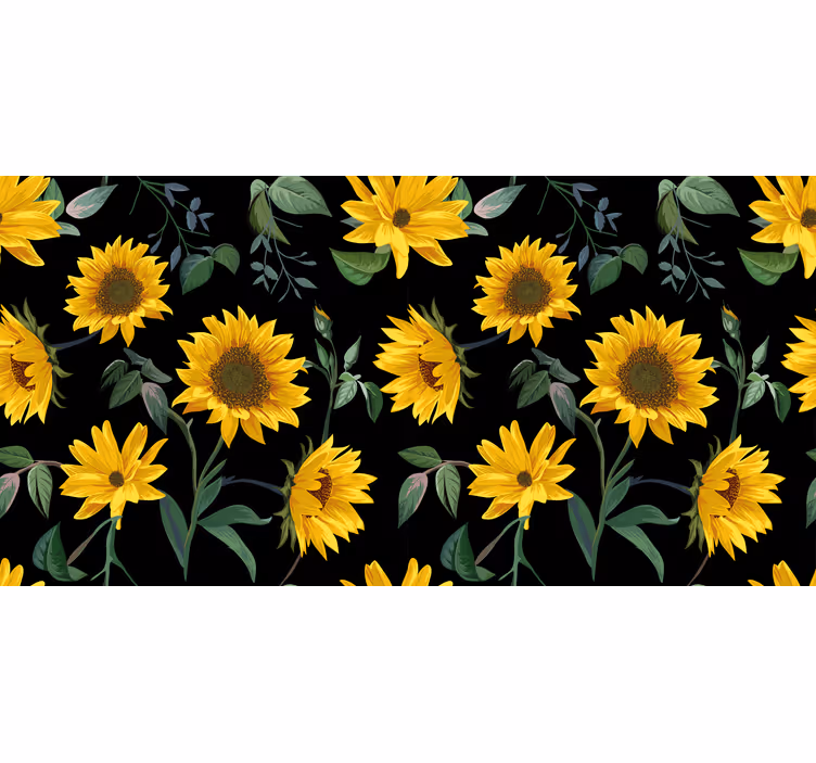 Store enrouleur noir tournesols sur fond noir - TenStickers