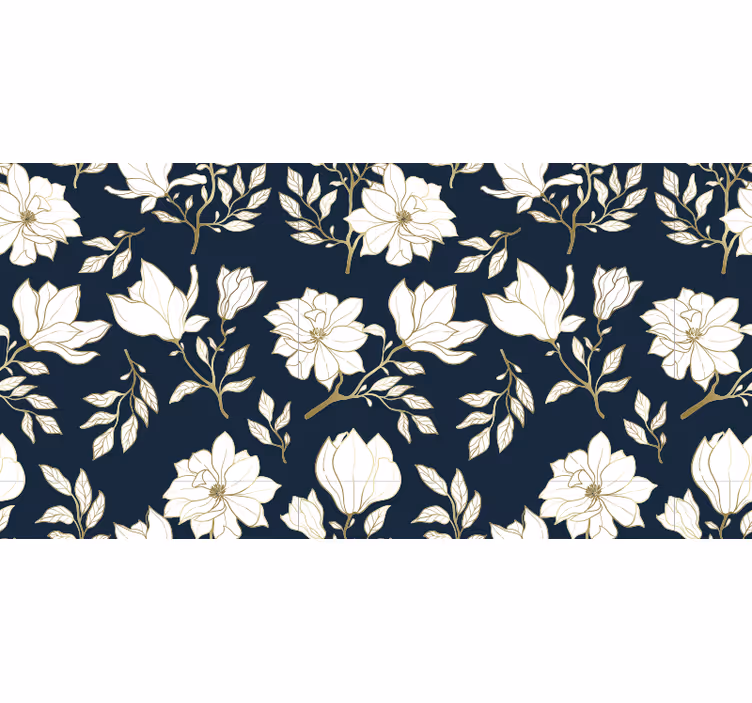 Store enrouleur noir motif fleurs blanches - TenStickers