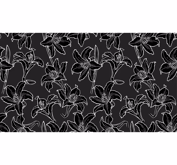Store enrouleur noir plantes noires et blanches - TenStickers