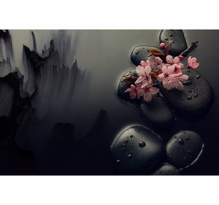 Store enrouleur salle de bain fleurs zen élégantes - TenStickers