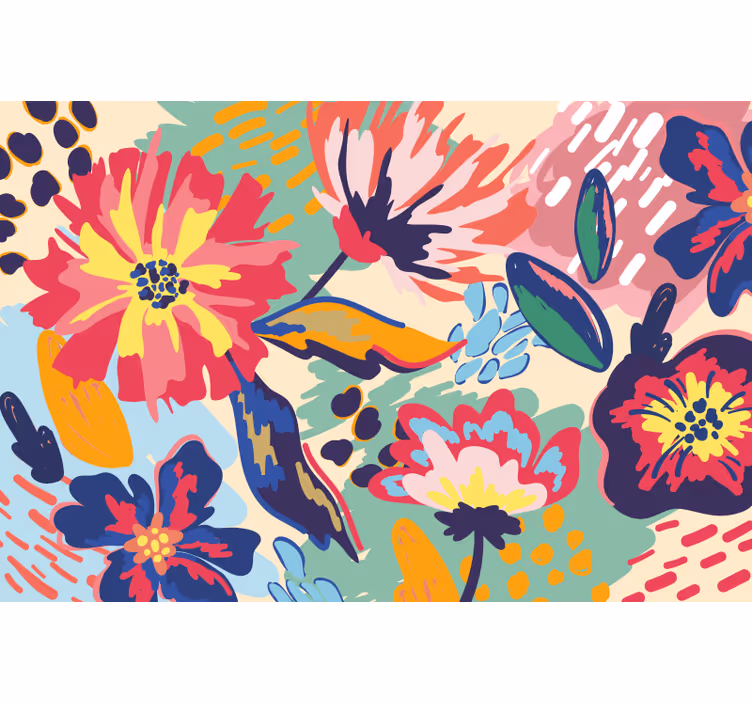 Store enrouleur salle de bain fleurs modernes peintes - TenStickers