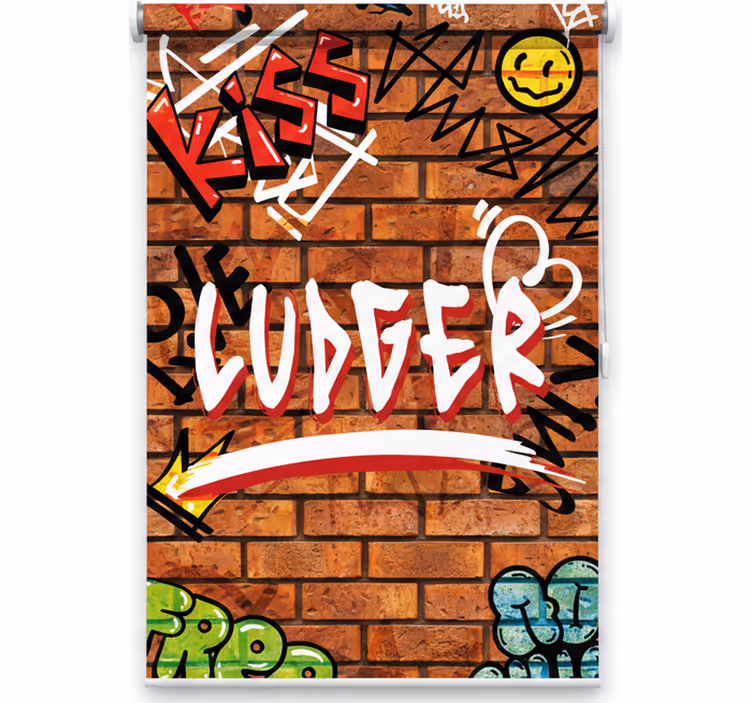 Store enrouleur chambre ado graffiti sur briques - TenStickers