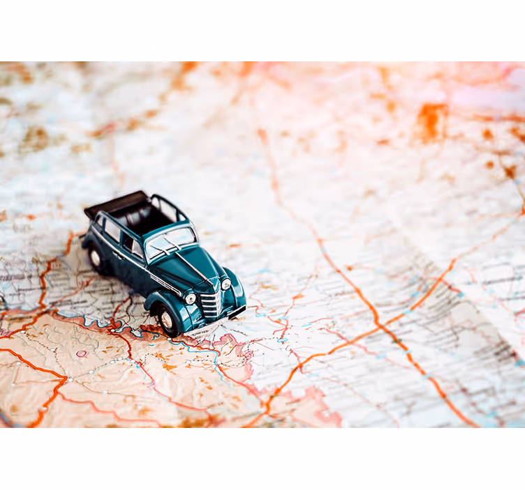 Store enrouleur carte du monde voiture vintage - TenStickers