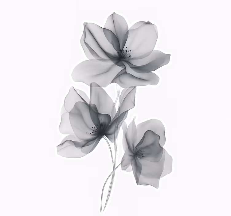 Store enrouleur fleur fleurs grises translucides - TenStickers