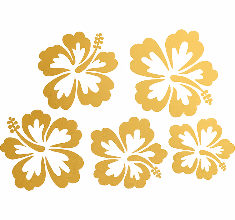 Store enrouleur fleur silhouette fleurs d'hibiscus dorées - TenStickers