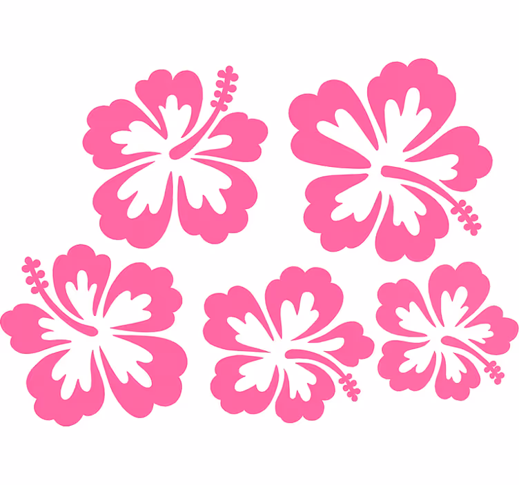 Store enrouleur fleur silhouette de fleurs d'hibiscus rose - TenStickers