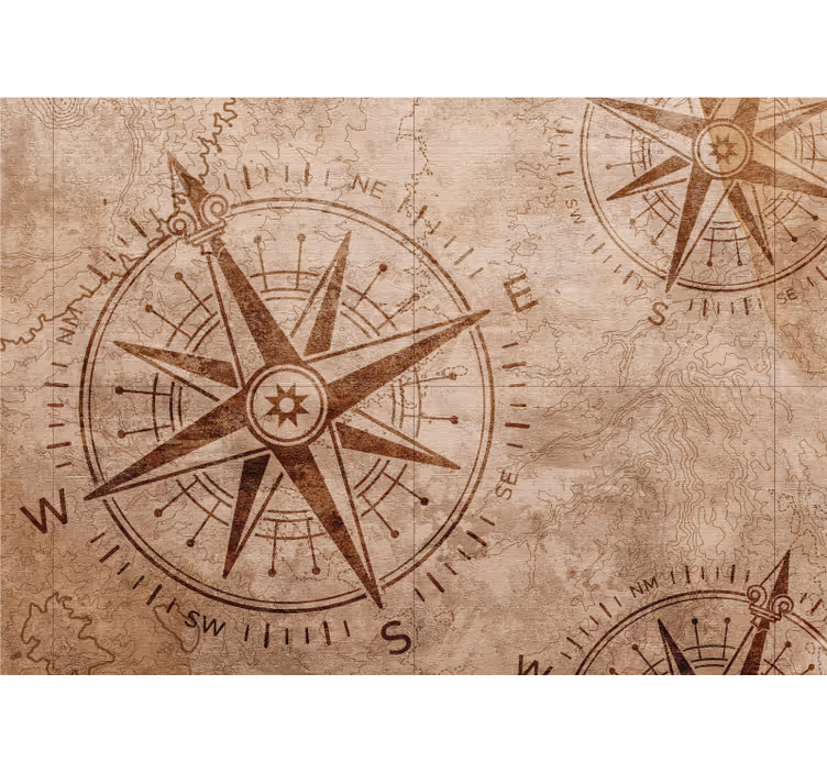 Store enrouleur rustique boussole ancienne colorée - TenStickers