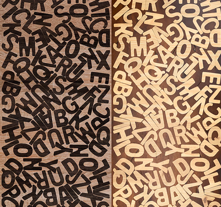 Store enrouleur marron motif typographique alphabétique - TenStickers