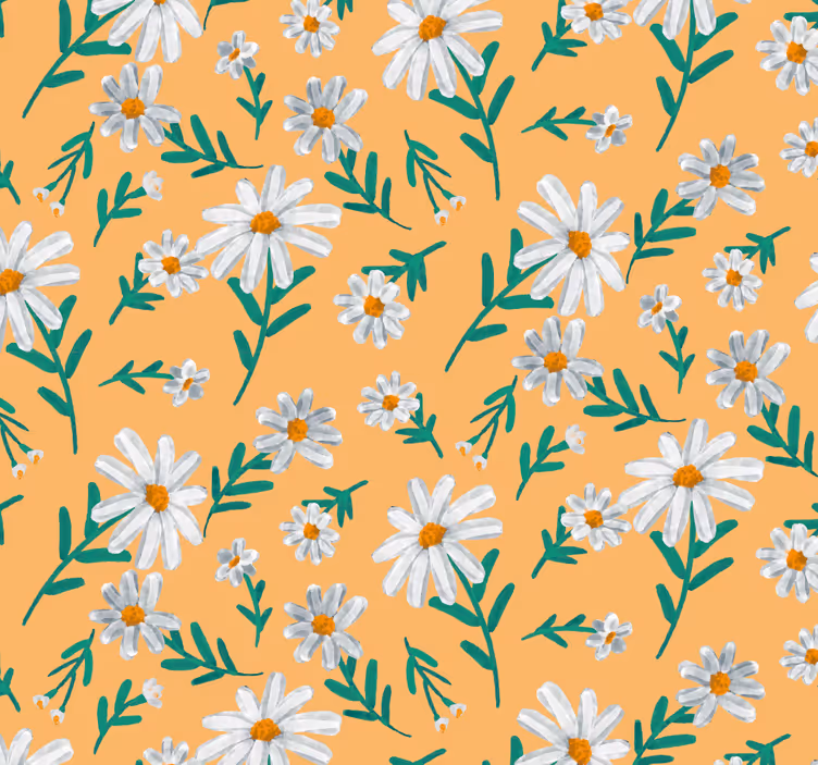 Store enrouleur orange fleurs marguerites fond jaune - TenStickers