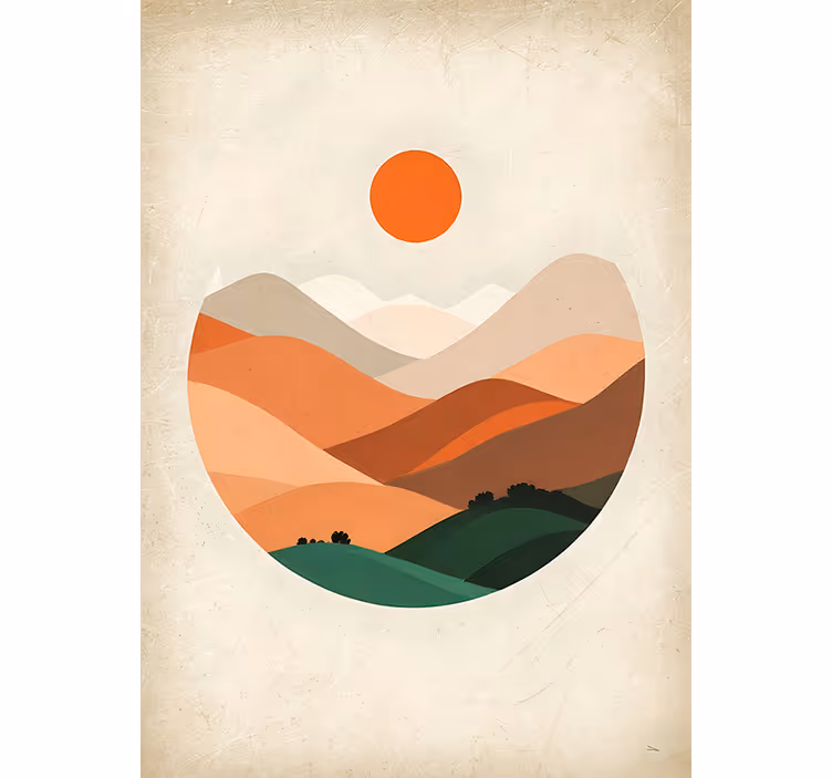 Store enrouleur orange soleil sur les montagnes - TenStickers