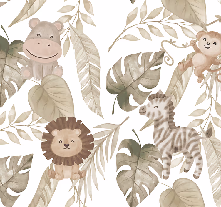 Store enrouleur chambre bébé motif jungle beige - TenStickers