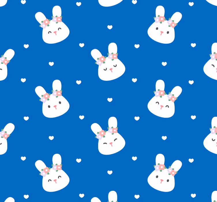 Store enrouleur chambre bébé lapins mignons sur fond bleu - TenStickers