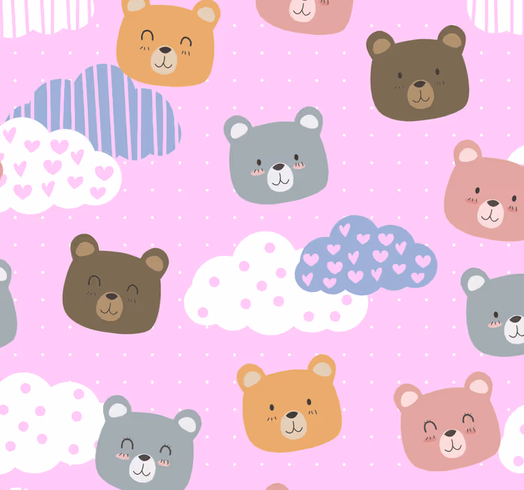 Store enrouleur chambre bébé ours minimaliste rose - TenStickers