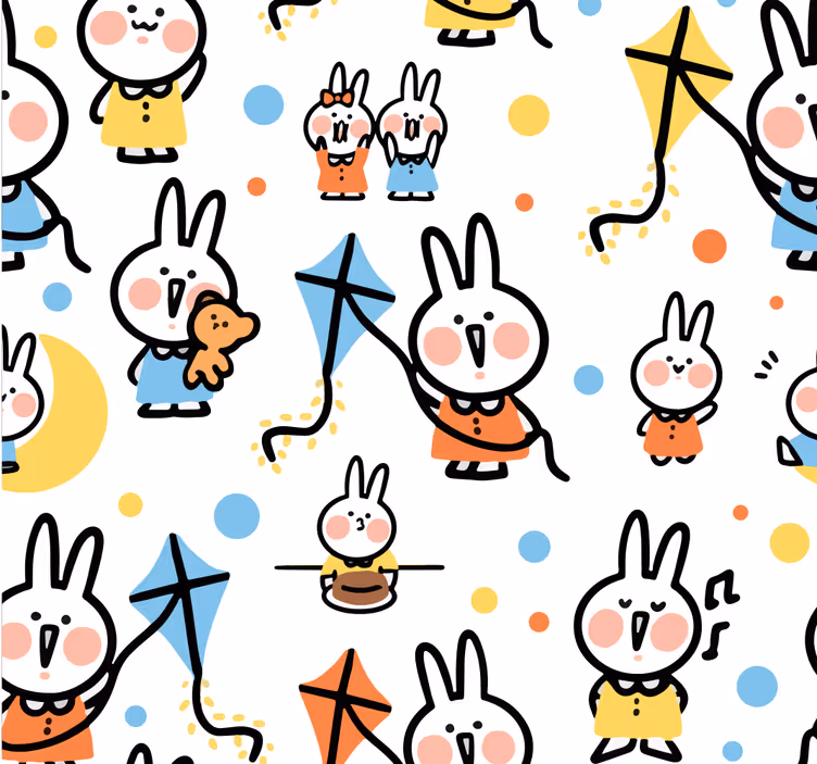 Store enrouleur chambre bébé lapin accroché à un cerf-volant - TenStickers