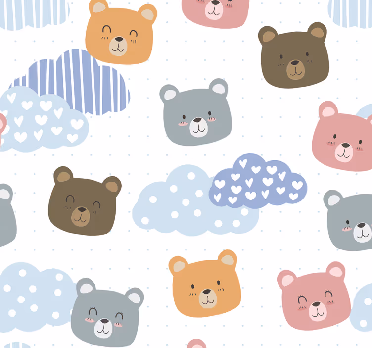 Store enrouleur chambre bébé ours minimaliste sourire blanc - TenStickers