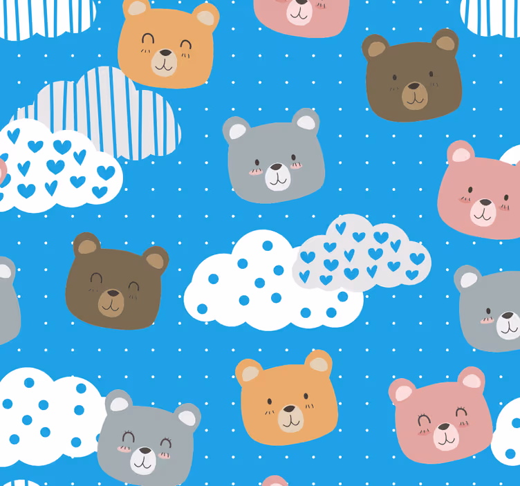 Store enrouleur chambre bébé ours minimaliste bleu - TenStickers