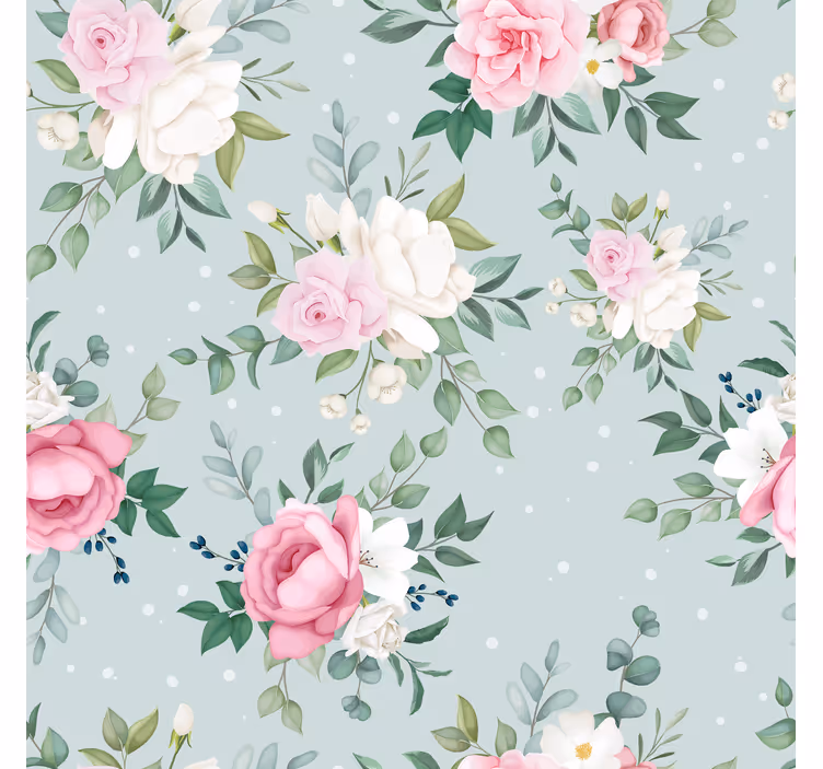 Store enrouleur couloir fleurs bleues et roses - TenStickers