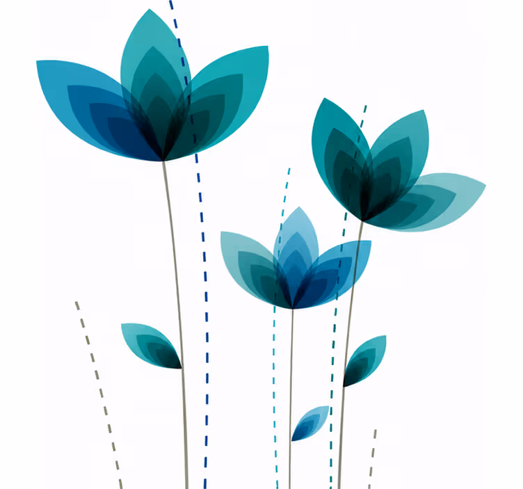 Store enrouleur turquoise fleurs triple - TenStickers