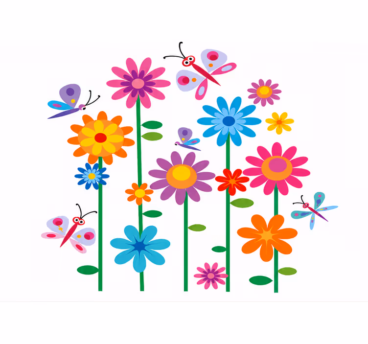 Store enrouleur chambre enfant fleurs joyeuses enfants - TenStickers
