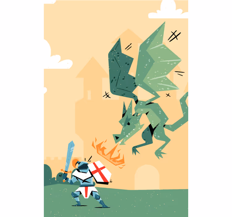Store enrouleur animaux le chevalier combat le dragon - TenStickers