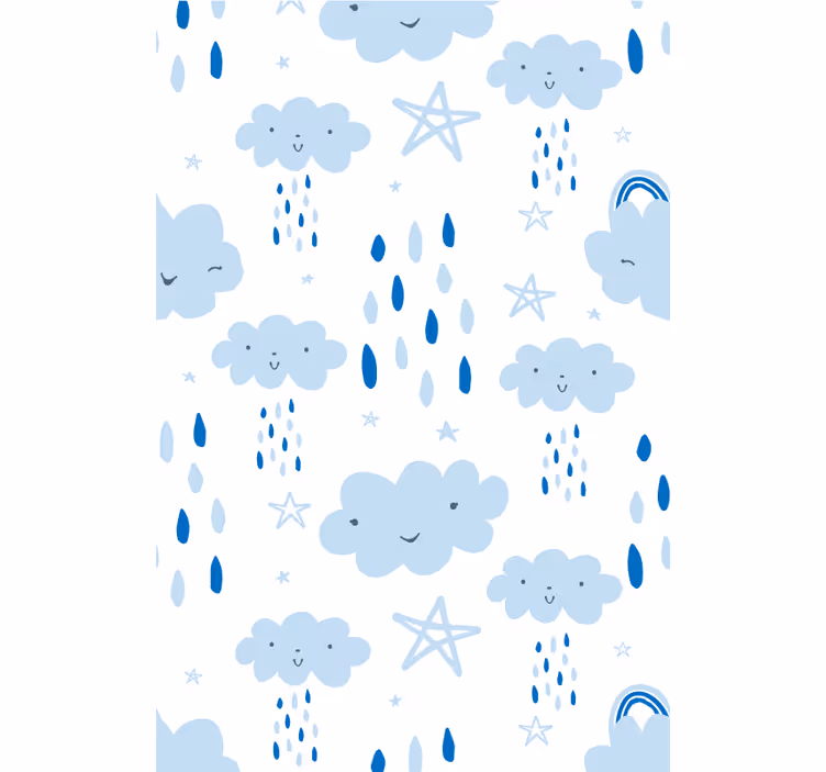 Store enrouleur nuage motifs de nuages souriants - TenStickers