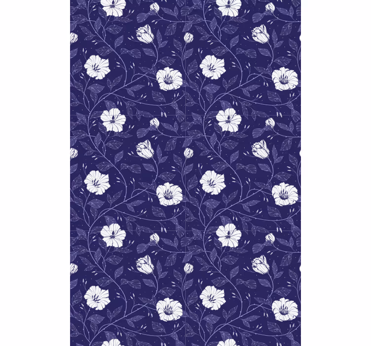 Stores fleurs blanches sur fond Bleu - TenStickers