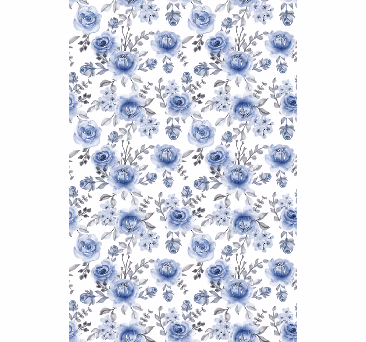 Store enrouleur fleur motif floral bleu - TenStickers