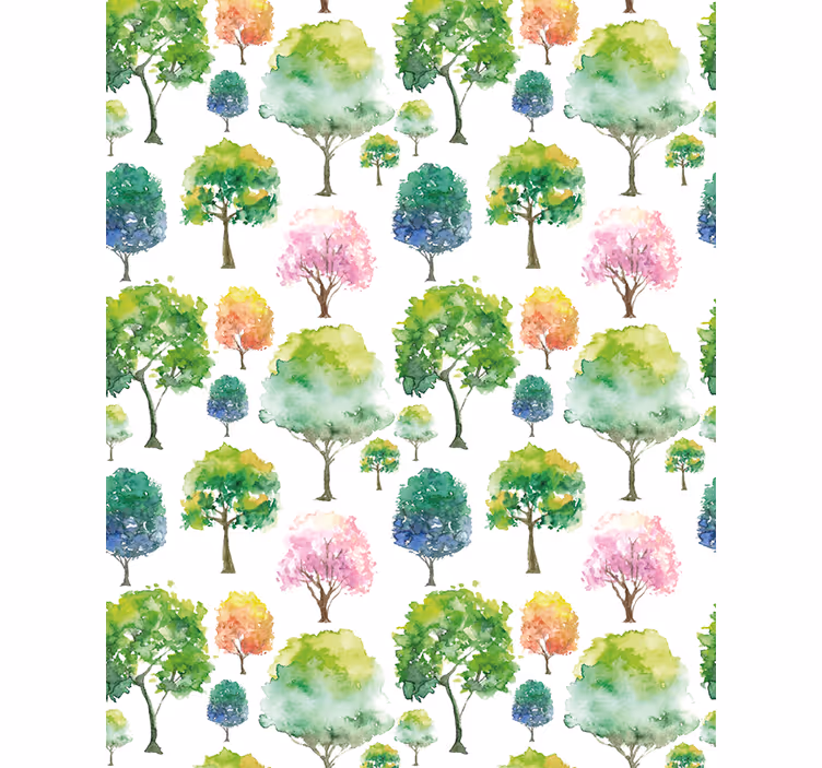 Store enrouleur salon avec des arbres style aquarelle - TenStickers