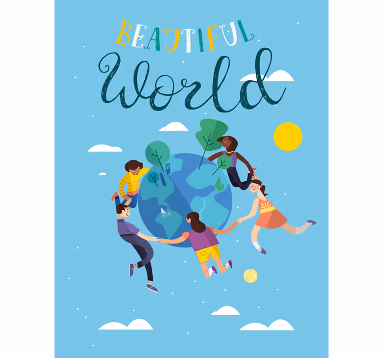 Store enrouleur carte du monde illustration harmonieuse - TenStickers