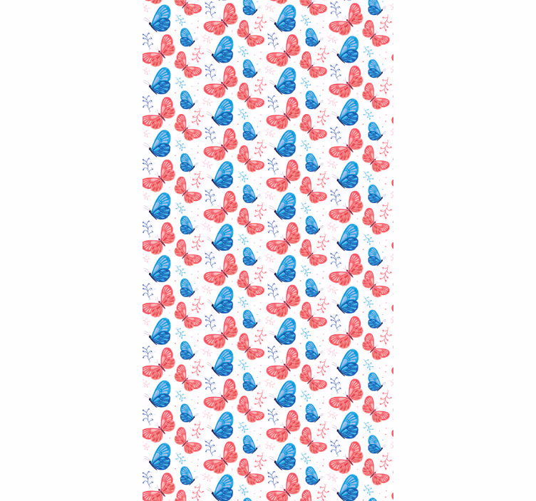 Store enrouleur papillons couleurs bleu et rouge - TenStickers
