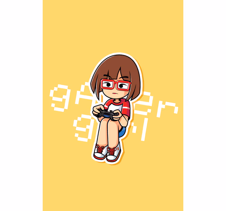 Store enrouleur geek illustration de fille de joueur - TenStickers