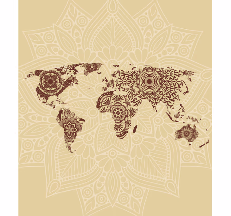 Store enrouleur carte du monde tapisserie mandala - TenStickers