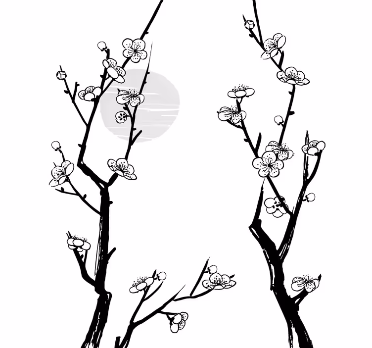 Store enrouleur fleurs et plantes contour de rameaux fleuris - TenStickers