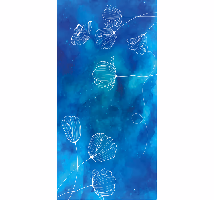 Store enrouleur fleur silhouettes bleues élégantes - TenStickers