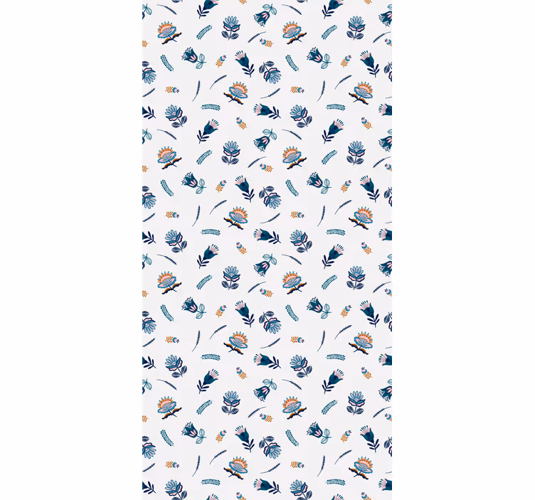 Store enrouleur fleur motif d'art populaire bleu - TenStickers