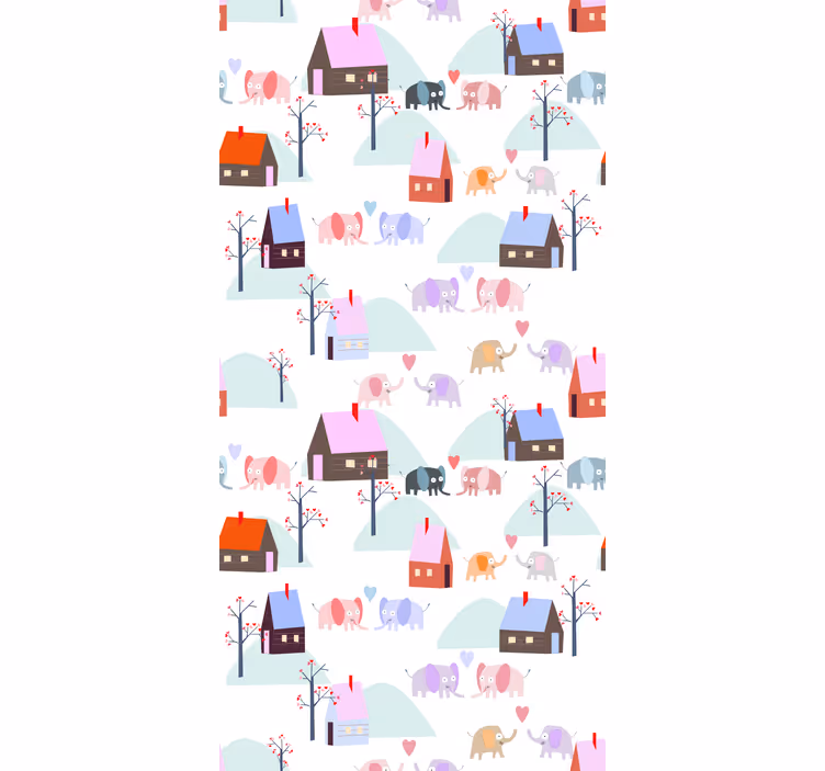 Store enrouleur chambre enfant éléphants et maisons - TenStickers