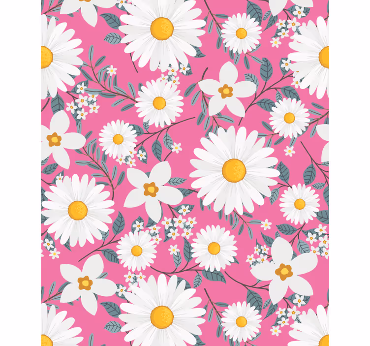 Store enrouleur fleurs et plantes motif de marguerites roses - TenStickers