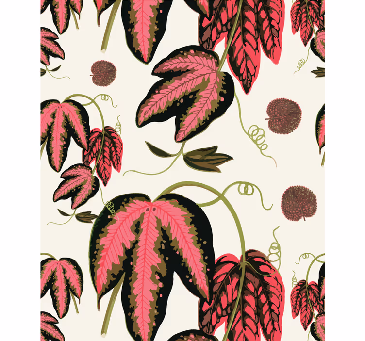 Store enrouleur fleurs et plantes motifs de feuilles roses - TenStickers