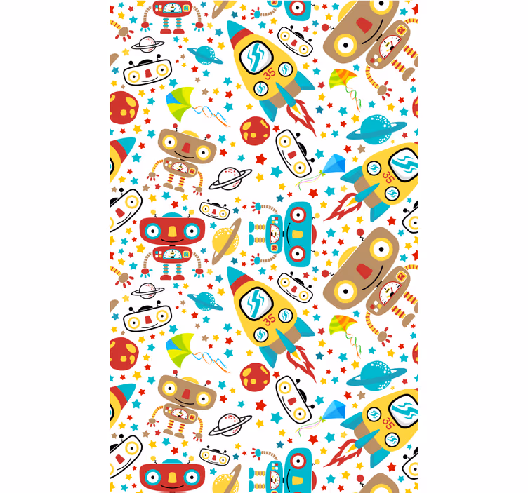 Store enrouleur chambre enfant aventure des robots fusées - TenStickers
