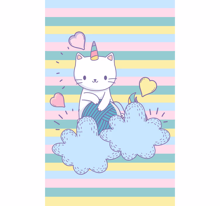 Stores enfants Chat licorne sur les nuages - TenStickers
